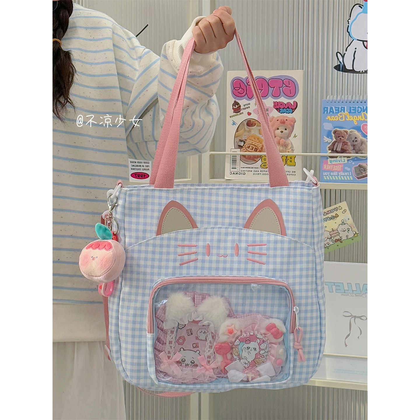 可爱猫咪波点小众手提托特包学生大容量单肩斜挎包大食量痛包娃包,箱包皮具/热销女包/男包,通用款女包,淘宝优惠券,粉丝福利购,淘宝优惠卷