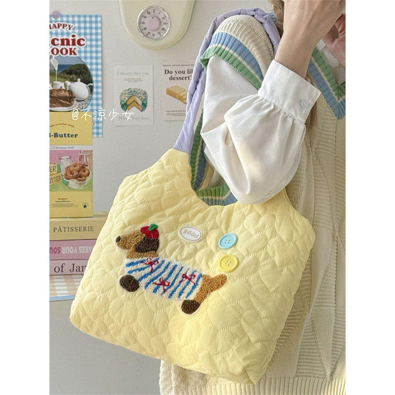 可爱小清新腊肠狗单肩包包韩系ins大容量羽绒包袋撞色少女托特包,箱包皮具/热销女包/男包,通用款女包,淘宝优惠券,粉丝福利购,淘宝优惠卷