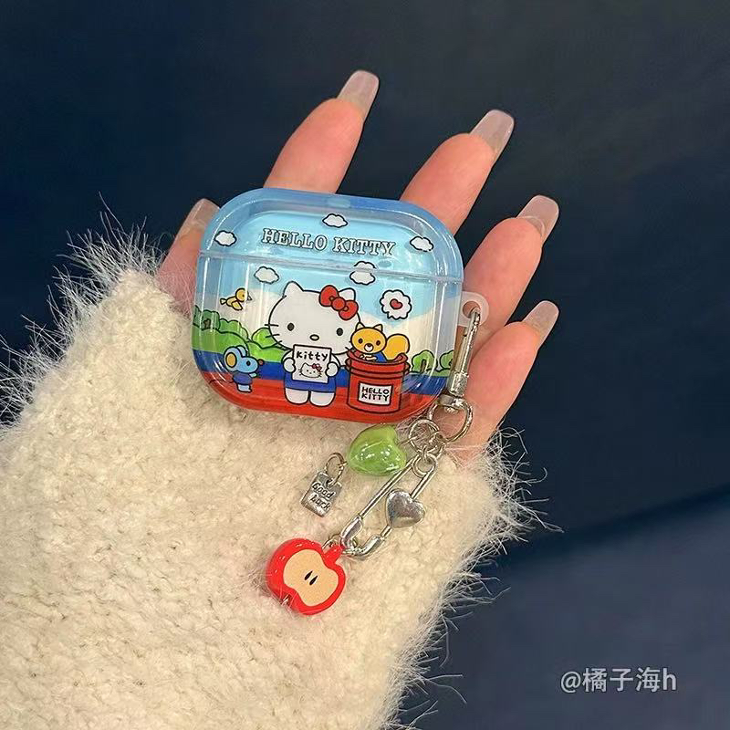 蓝天凯蒂猫联想lp40耳机壳LP40无线Lenovo LP40蓝牙耳机保护套带链条