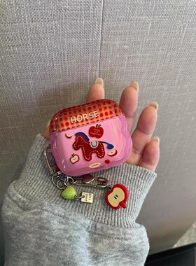 ins日韩红格纹苹果小马华强北pro4/5保护套苹果4代蓝牙耳机套Mini4适用迪士尼F8