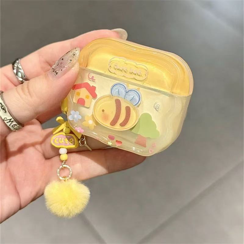 奶黄房子蜜蜂适用于倍思w04pro新款2023蓝牙耳机保护套软壳倍思E3带挂件倍思w042025版