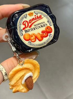 梦影 曲奇饼干适用于华强北pro4/5代保护套苹果4代蓝牙套Mini4适用迪士尼F8带链条