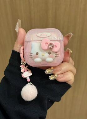 大头粉钻凯蒂猫适用于华强北pro4/5代保护套苹果4代蓝牙套Mini4适用迪士尼F8带链条