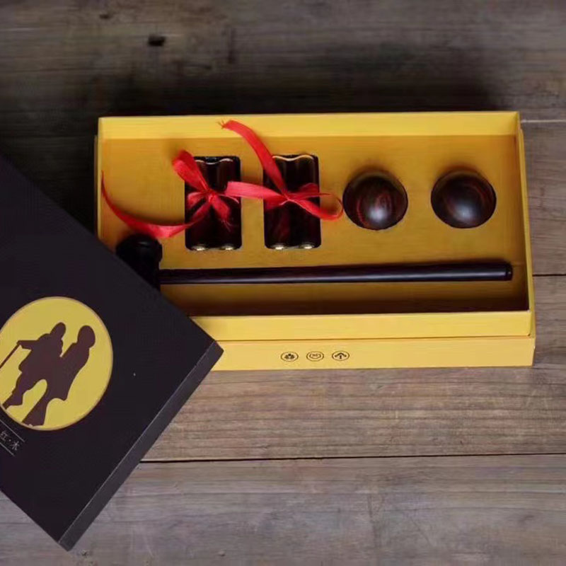 大红酸枝按摩捶保健球减压器文玩中老年孝心保健套装送长辈礼品