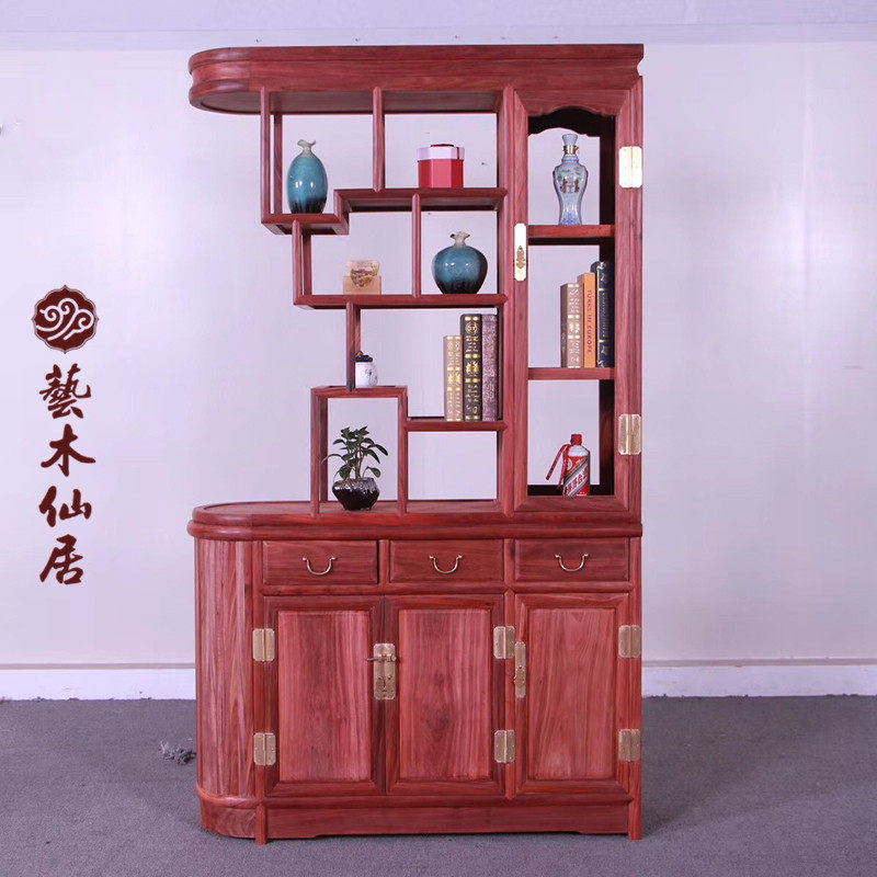 红木隔厅白胚血檀酒吧柜实木储物置物柜现代酒柜客厅酒简约橱柜