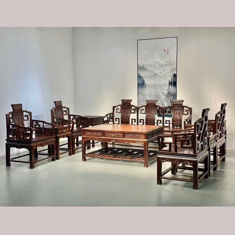 红木家具大红酸枝福寿沙发十件套交趾黄檀中式经济型客厅沙发组合,住宅家具,红木沙发,淘宝优惠券,粉丝福利购,淘宝优惠卷