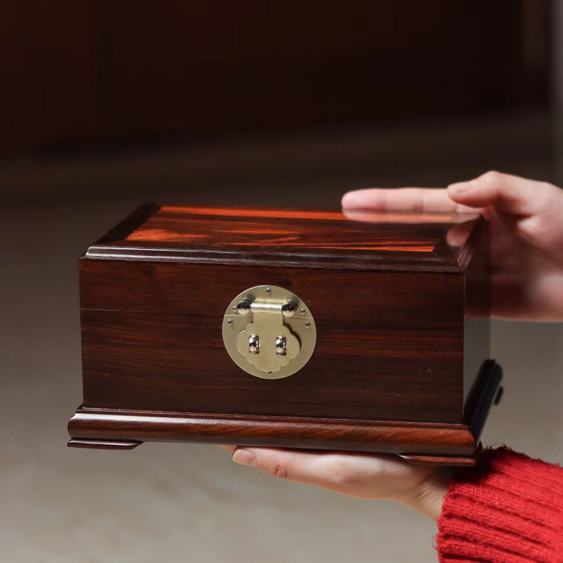 大红酸枝全独板首饰盒实木质饰品盒收纳盒中式复古古风珠宝收藏盒