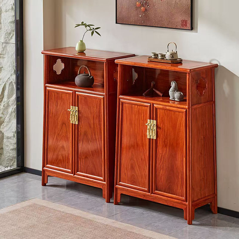 缅甸花梨海棠口亮阁柜大果紫檀中式客厅储物柜置物收藏柜红木家具