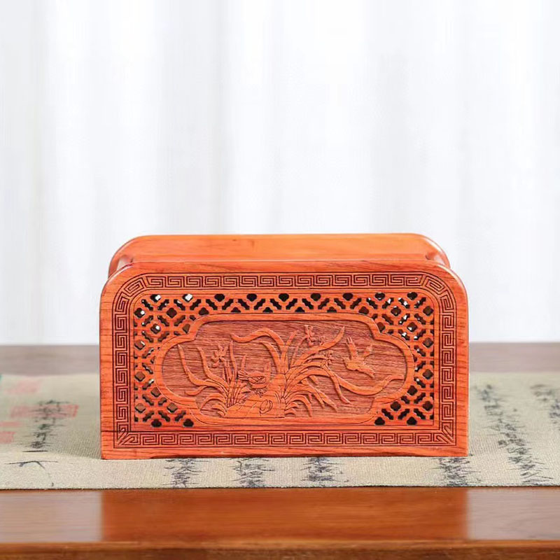 缅甸花梨抽纸盒红木客厅桌面餐巾盒复古木质收纳盒实木中式纸巾盒