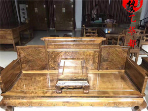 红木家具小叶桢楠阴沉木罗汉床两件套仿古实木客厅沙发床艺木仙居