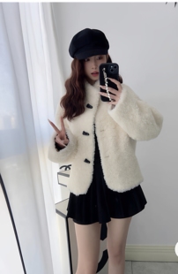 羊羔毛皮毛一体外套新款女韩系羊剪绒立领加厚小个子冬