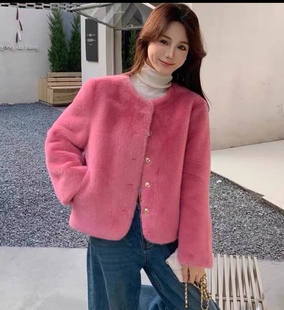 加厚保暖韩式 欧貂绒毛毛外套女小香风修身 时尚 2026新款