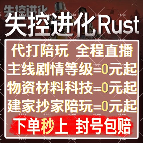 失控进化代打代练肝陪玩rust物资