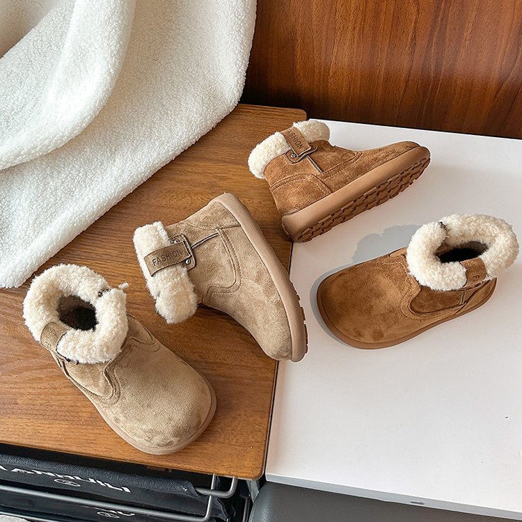 女童雪地靴中大童2025冬季加绒保暖勃肯鞋儿童棉靴软底加厚宝宝靴