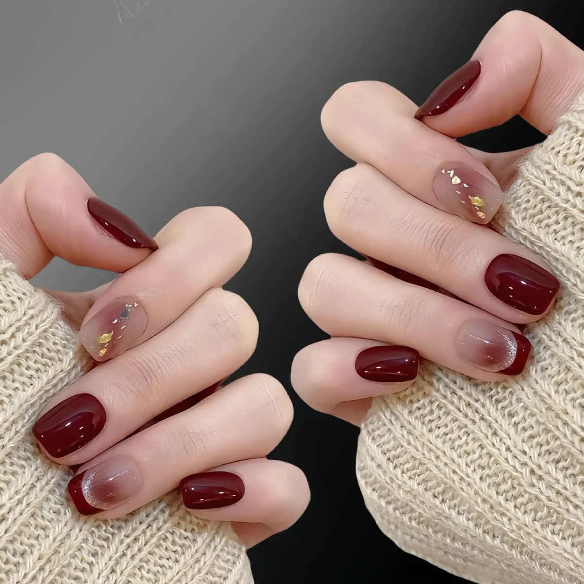 新年穿戴甲短款秋冬法式猫眼晕染新年红显白甲片,彩妆/香水/美妆工具,穿戴甲/甲片,淘宝优惠券,粉丝福利购,淘宝优惠卷