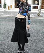 Dakiyo Bella约会私服 黑色白色鱼尾百褶裙复古包臀显瘦半身裙