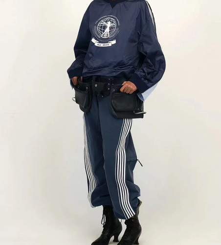 TR*Black Rolled Jeans 黑色大廓形卷边牛仔长裤