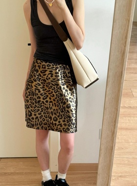 ECHOADE经典隽永抗皱烫金气质豹纹a字半身短裙女夏垂坠感半身裙