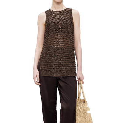 镂空后领系带獨家针织背心间原创