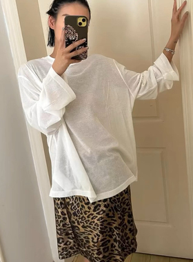 ECHO夏季B囤_轻盈透视感_l00%棉立体剪裁百搭宽松防晒长袖T恤ADE