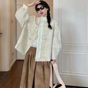 国风外套女春秋款 新中式 2024新棒球服独特超好看 凛冬 三花