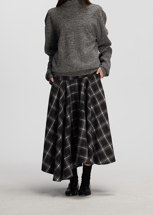 ECHOADE优雅轻松 不规则剪裁分割设计大裙摆A字伞裙高腰半身长裙