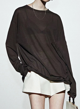 TheM丨超轻柔肤感_定制真丝微透轻盈裸感宽松懒人T恤