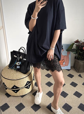 ECHO精致小圆领Oversized落肩设计大廓形短袖时髦精T恤连衣裙ADE