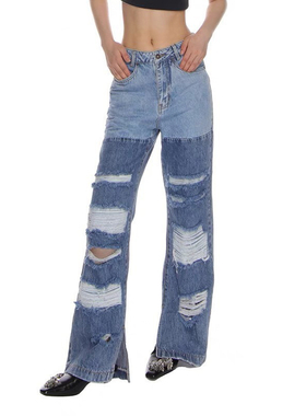 正确版还原RARE 度假系列 “Naples”破洞拼接牛仔裤