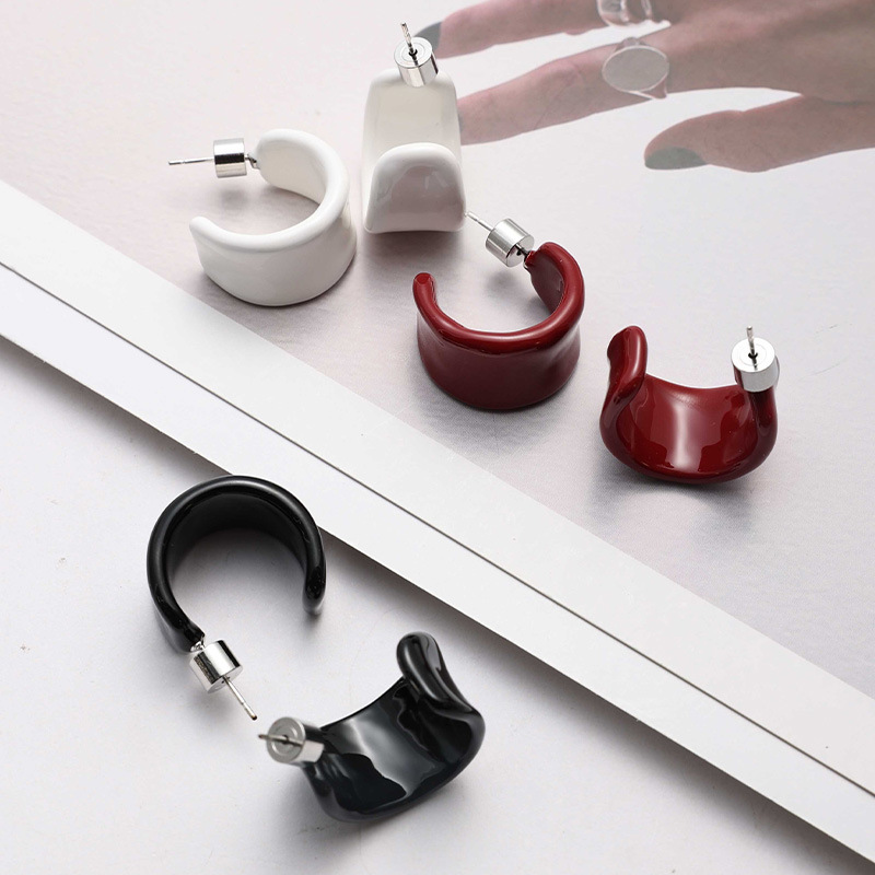 Ameistudio复古风珐琅女耳环