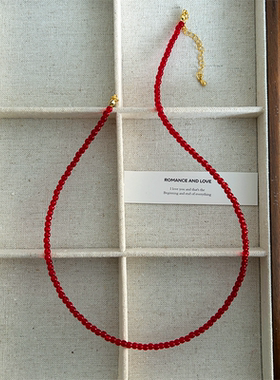 本命年新年款巨显白！红珠串珠锁骨链气质高级百搭毛衣链简约高级