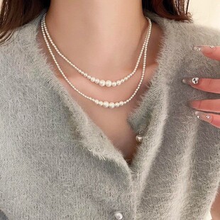 秋冬珍珠毛衣链赫本风长款澳白珍珠项链轻奢高级感气质缠绕颈链女