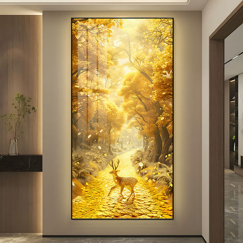 麋鹿玄关装饰画客厅进门入户挂画