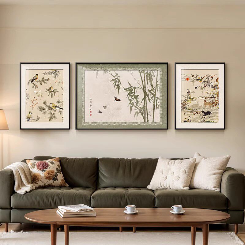 中古风装饰画客厅沙发背景墙挂画
