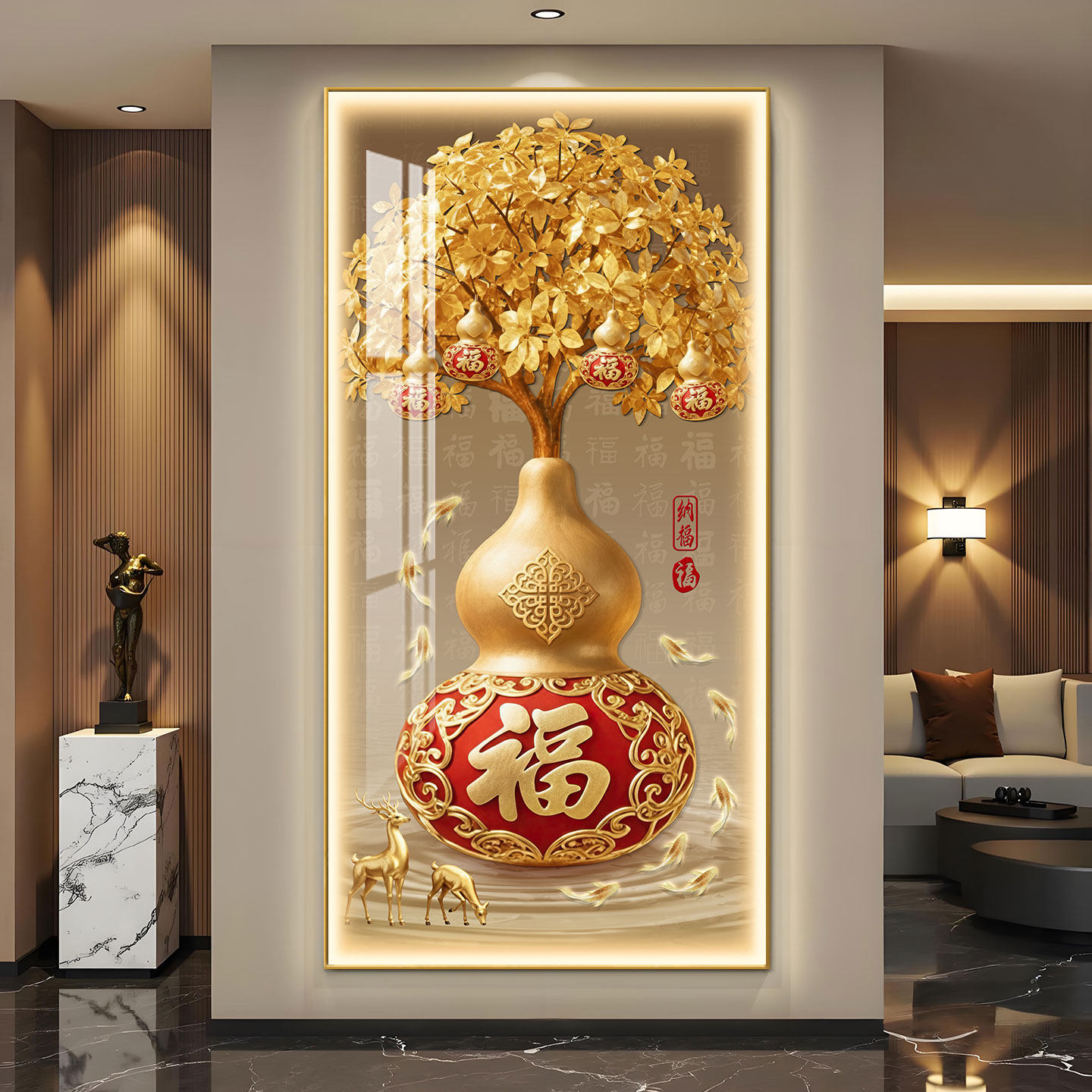 LED灯进门入户玄关装饰画葫芦