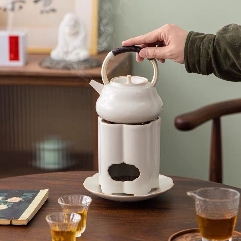 云栖茶器苏打釉提梁壶围炉煮茶陶瓷烧炭炉小火炉耐热烧水茶壶茶具