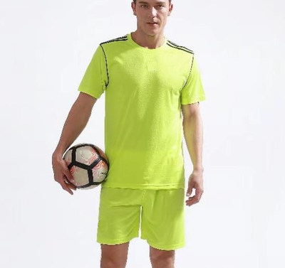 足球队服定制夏季成人训练服短袖男透气足球运动装学生180011荧绿