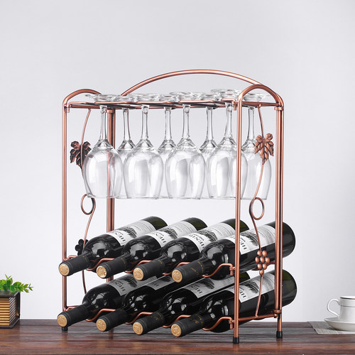 欧式铁艺红酒架创意酒杯架多瓶装葡萄酒架酒瓶架酒柜工艺品摆件
