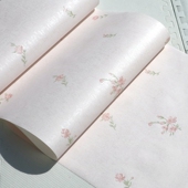 3D立体无纺布田园小碎花墙纸 浅绿色浅黄色 白色暗花粉色田园壁纸