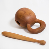 佛具木鱼法器韩式 17厘米木雕手工 韩国木鱼杏木配木鱼垫木雕8
