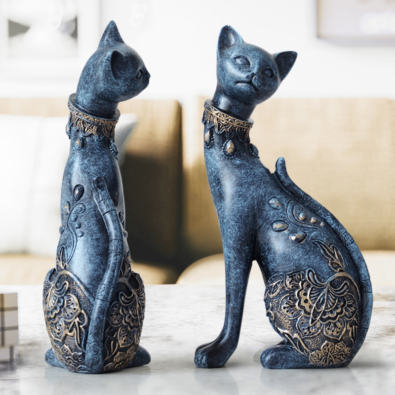 简约欧式情侣招财猫咪桌面摆件