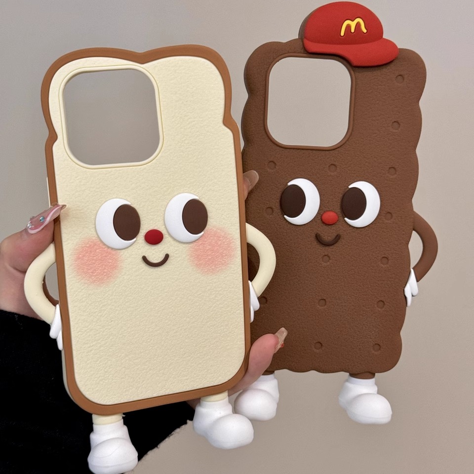 卡通立体吐司饼干小人适用iphone16promax苹果15pr壳14新款13