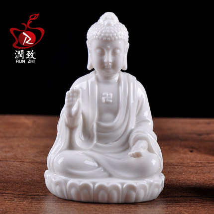 陶瓷阿弥陀佛如来佛像车载汽车内装饰品客厅家居桌面摆件鱼缸造景