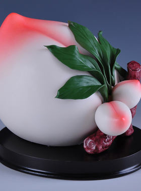 陶瓷寿桃摆件佛堂装饰供桌用老人生日祝寿礼品寿星生日礼物工艺品