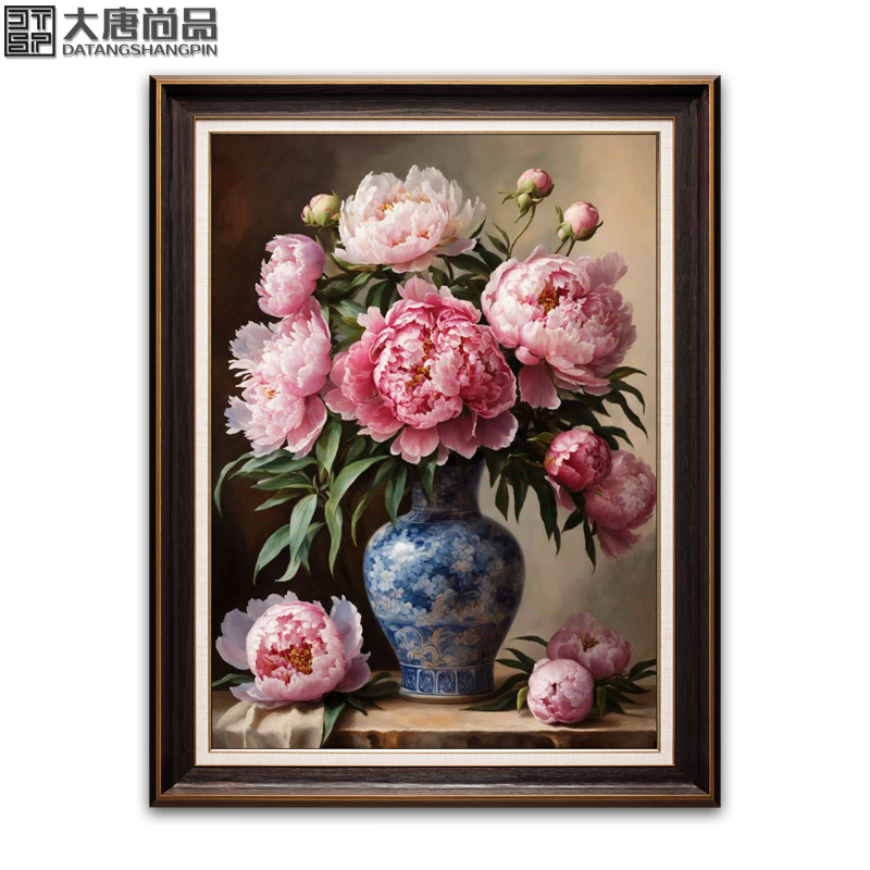 古典花卉油画纯手绘美式客厅装饰