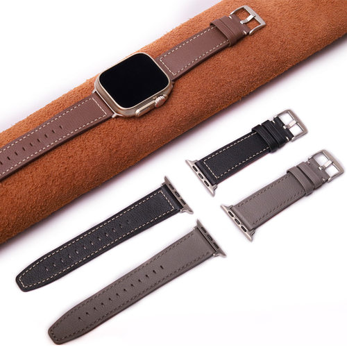 适用iwatch11苹果UItra3/2手表se真皮手表带applewatch10牛皮腕带