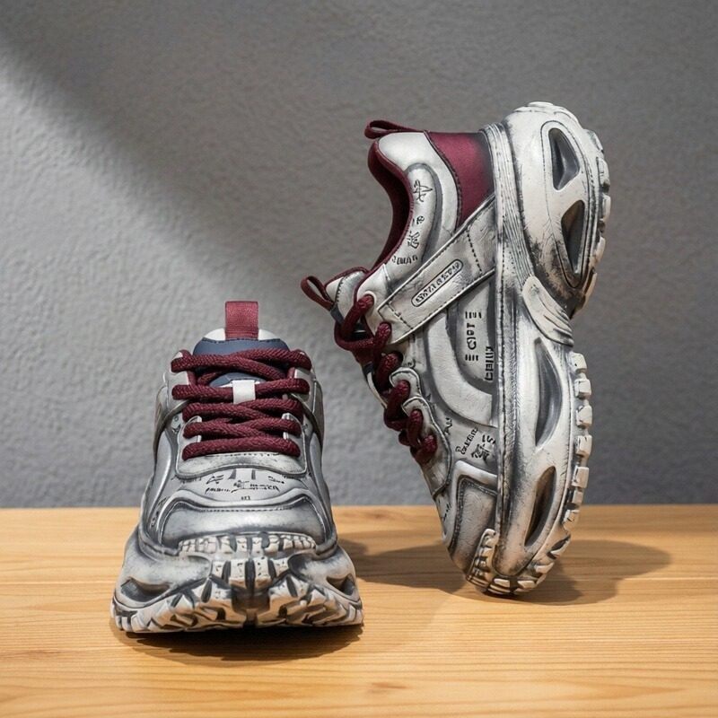 2026新款欧美原创英文字母星星书籍男鞋真牛皮松糕软底徒步老爹鞋,流行男鞋,老爹鞋,淘宝优惠券,粉丝福利购,淘宝优惠卷