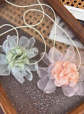 超仙氛围感网纱花朵精致项链复古纯欲风系带choker项圈颈链配饰品