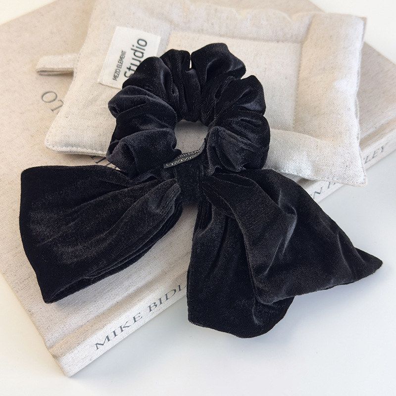 简约气质丝绒黑色蝴蝶结发圈女2025新款高级感头花头绳扎头发皮筋
