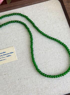 夏日清凉感新中式绿色串珠项链女轻奢时尚气质锁骨链2025年新款女